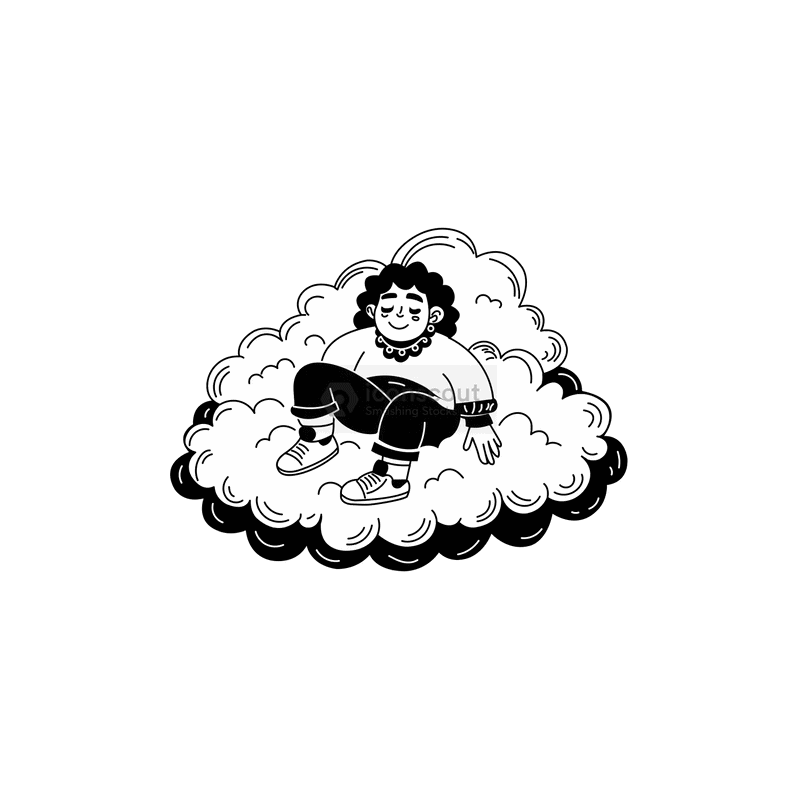 A person resting peacefully on a cloud
